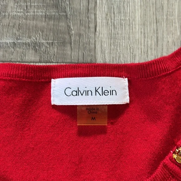 Calvin Klein Red Dress with Gold Zipper Details Sz Medium - Picture 4 of 7